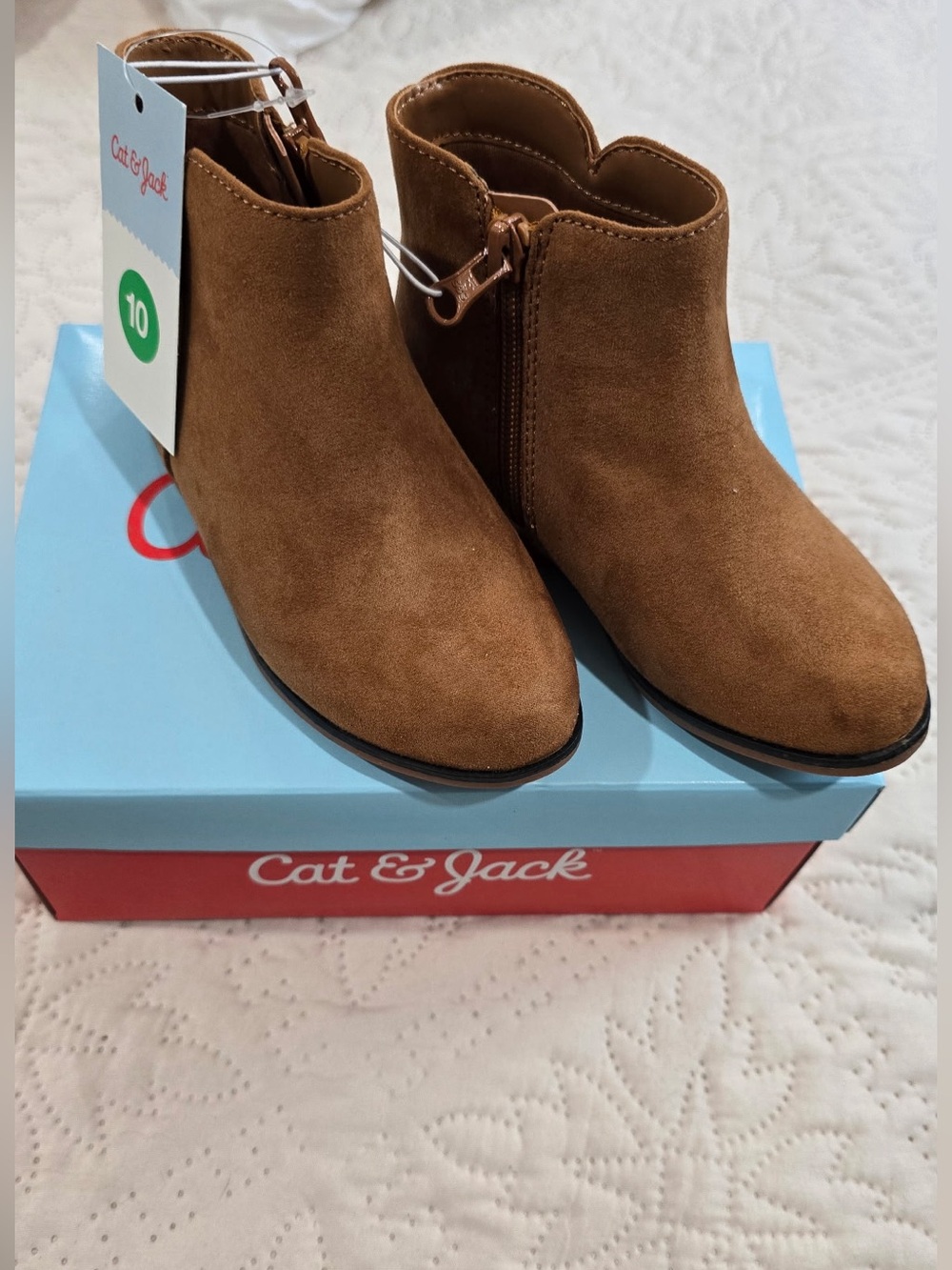 Cat & Jack Penelope Cognac Ankle Boots Kids Size 10 NWT